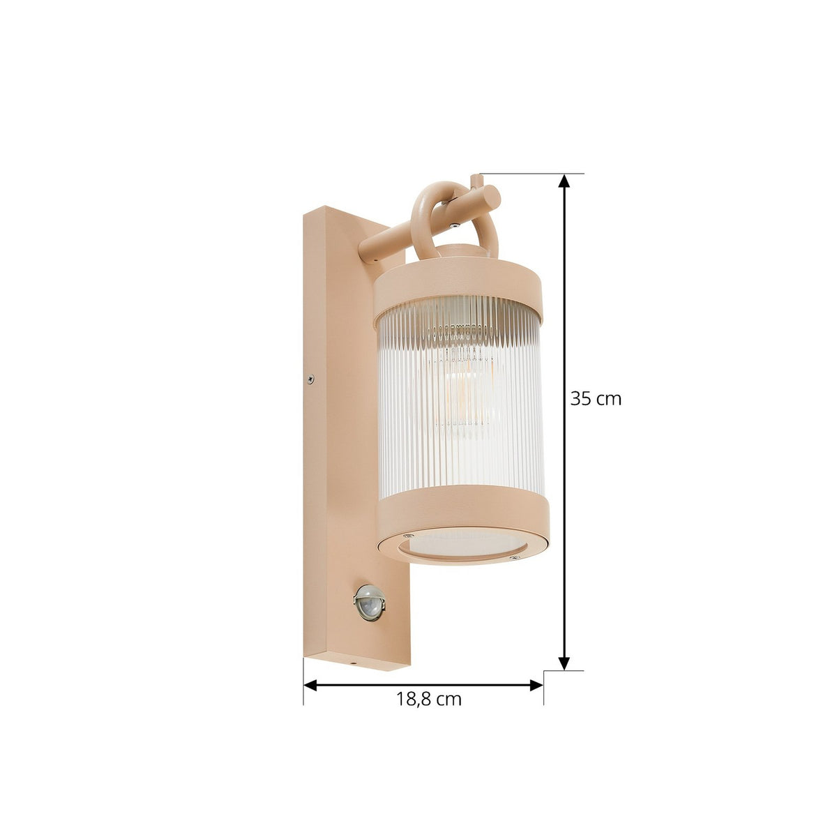 Lindby  Außenwandleuchte Lampe Sensor Yrene beige Riffle 20 cm - 4251911798104