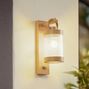 B-Ware Lindby  Außenwandleuchte Lampe Sensor Yrene beige Riffle 20 cm