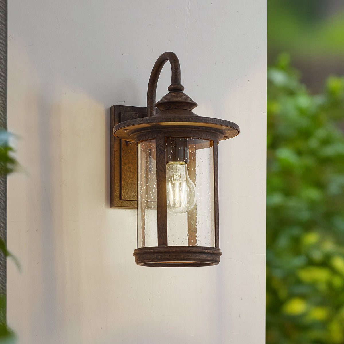 Lindby Außenwandleuchte Lampe Zayn Glas rostfarben IP23 Außenbeleuchtung - 4251911798982