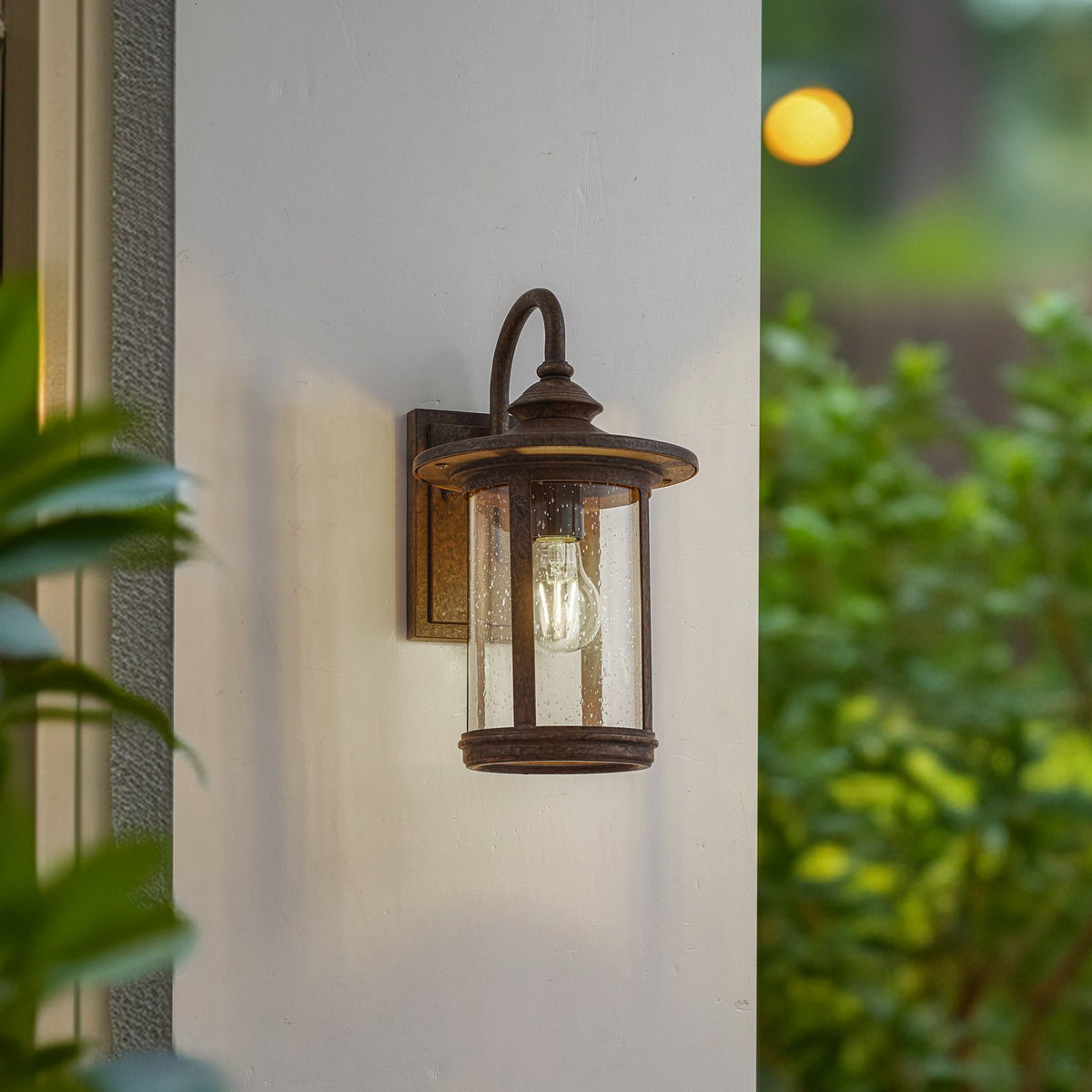 Lindby Außenwandleuchte Lampe Zayn Glas rostfarben IP23 Außenbeleuchtung - 4251911798982