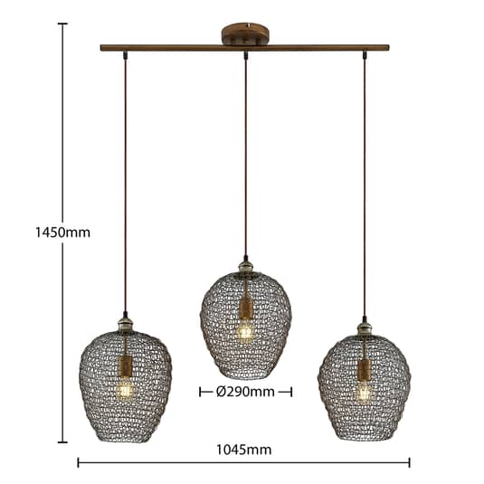 Lindby Benja Pendelleuchte Pendelleuchte Lampe Leuchte Dreiflammig Messing B-Ware