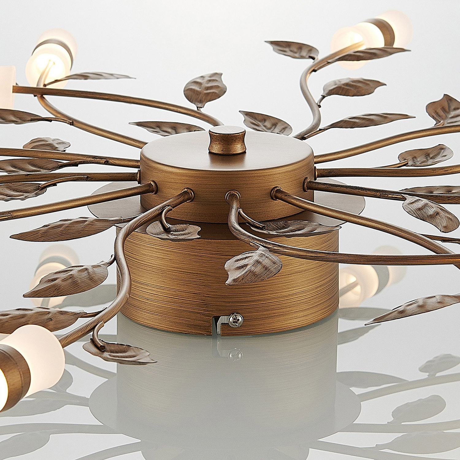 B-Ware Lindby Deckenleuchte Deckenlampe Led Bentas Bronze Metall Blattdekor Rustikal570