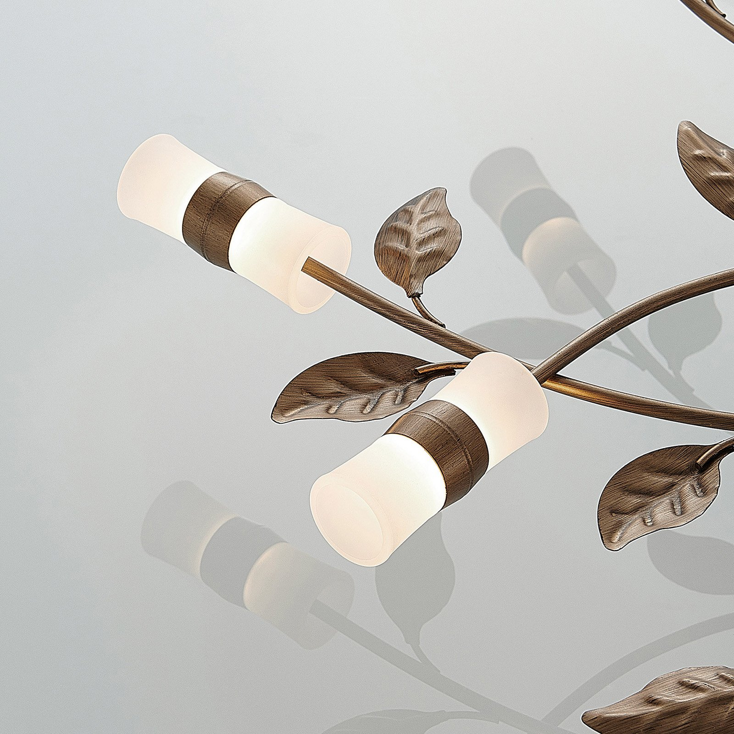 B-Ware Lindby Deckenleuchte Deckenlampe Led Bentas Bronze Metall Blattdekor Rustikal570