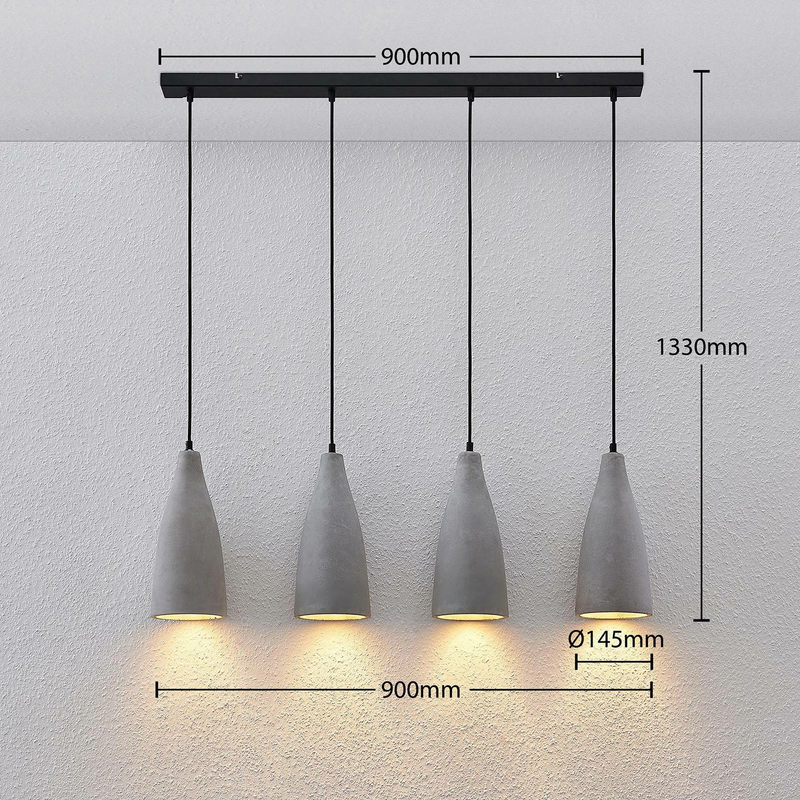Lindby Beton-Pendelleuchte Sanne Pendelleuchte Hängeleuchte Lampe vierflammig - 4251096567328