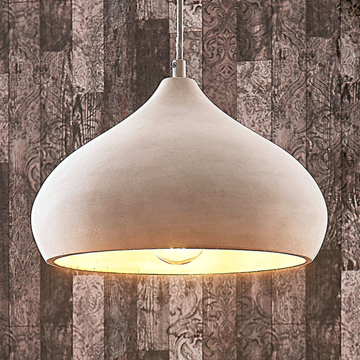 Lindby Beton-Pendelleuchte Morton Pendelleuchte Lampe Leuchte E27 Ø 29 cm grau - 4251096547818