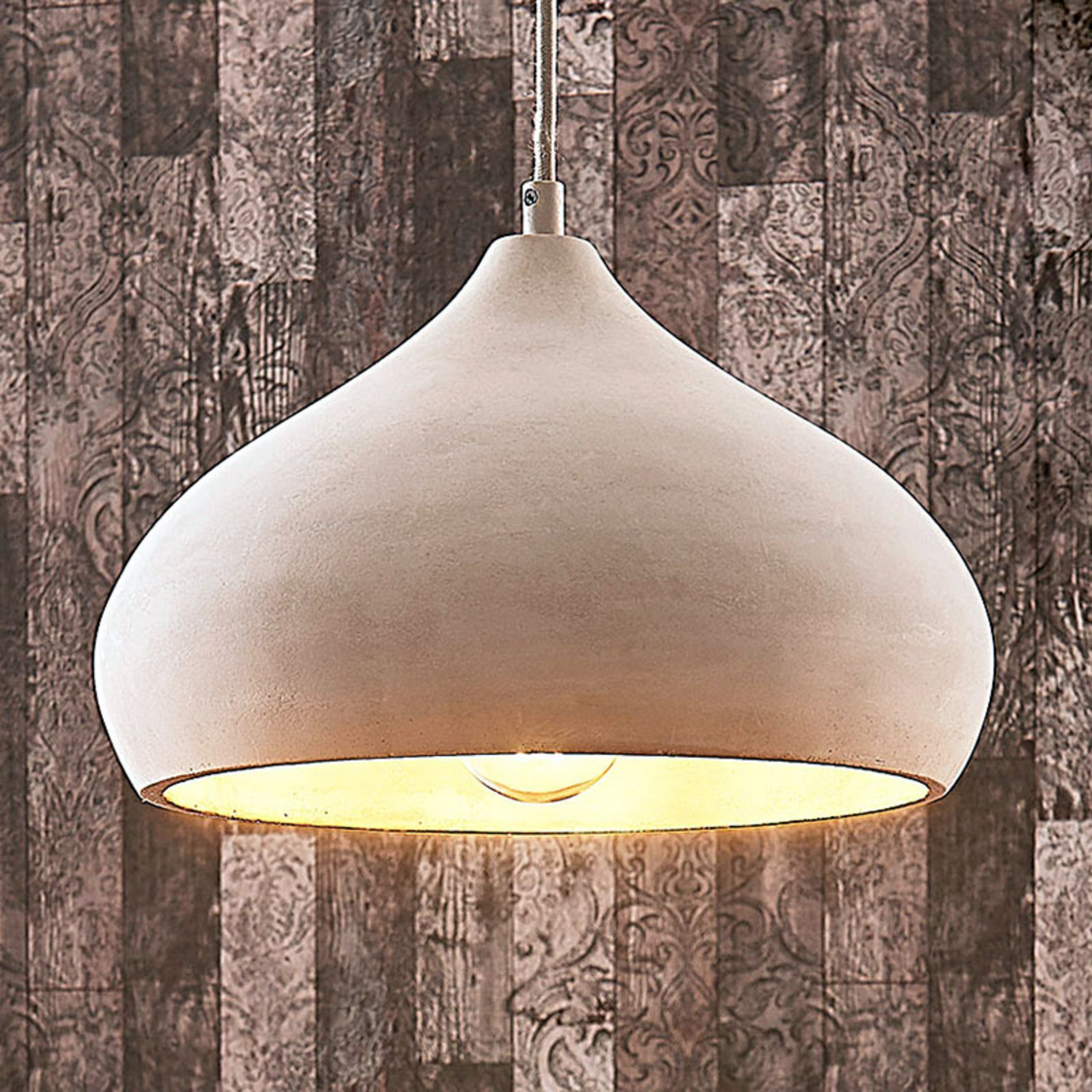 B-Ware Lindby Beton Pendelleuchte Morton Pendelleuchte Lampe Leuchte E27 ø 29 Cm Grau