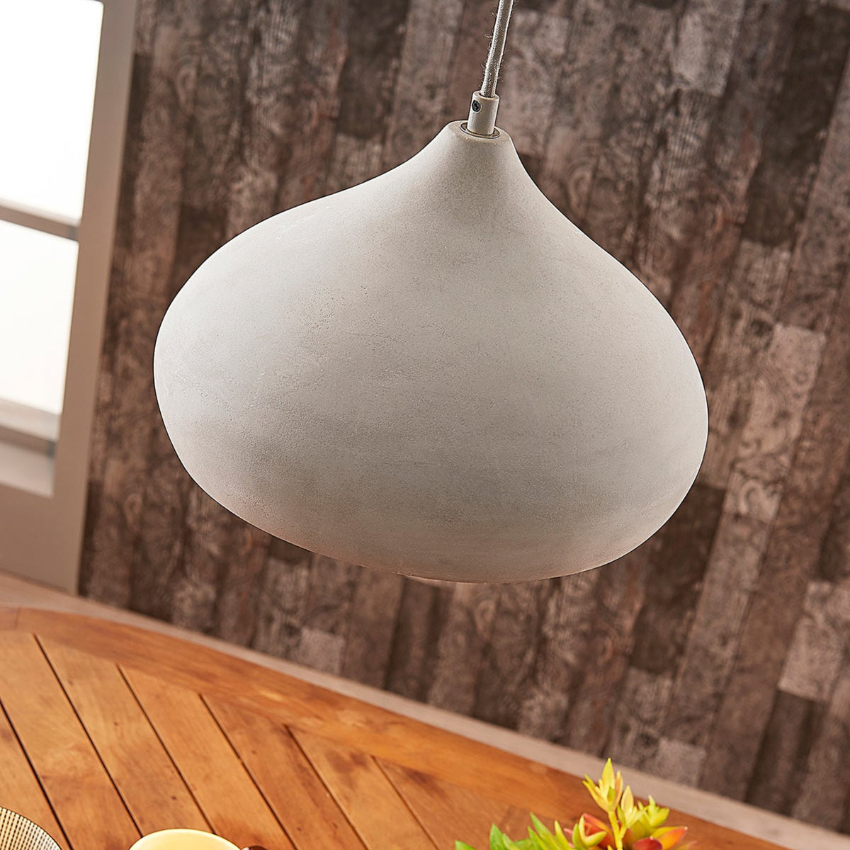 Lindby Beton-Pendelleuchte Morton Pendelleuchte Lampe Leuchte E27 Ø 29 cm grau - 4251096547818