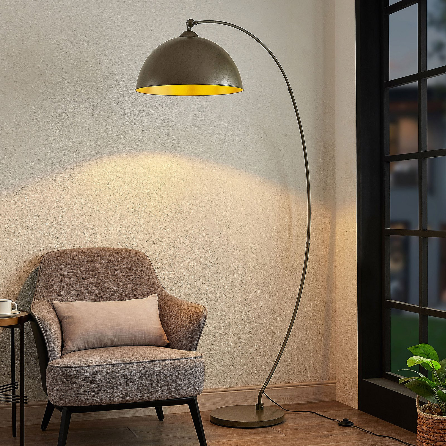 Lindby Jonera Bogenstehlampe Lampe Leuchte Stehlampe Stehleuchte Dunkelgrau E27 B-Ware - 4251911749793