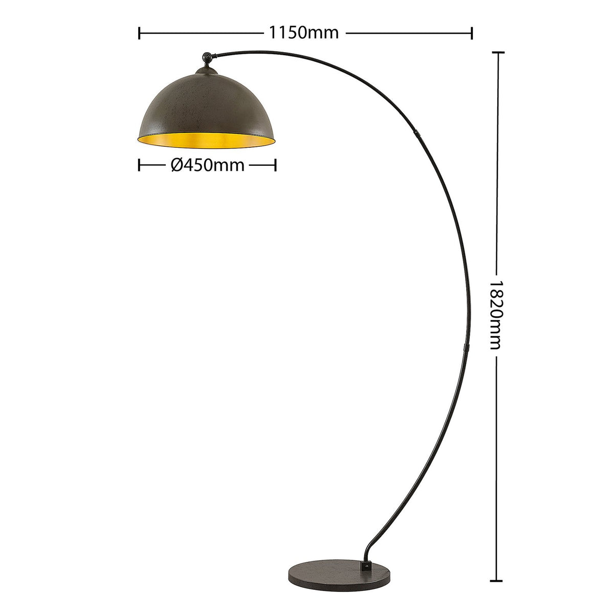 Lindby Jonera Bogenstehlampe Lampe Leuchte Stehlampe Stehleuchte dunkelgrau E27 - 4251911749793