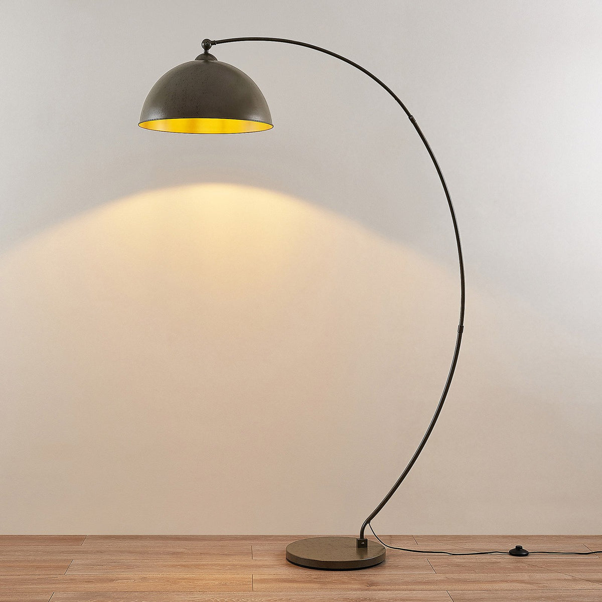 Lindby Jonera Bogenstehlampe Lampe Leuchte Stehlampe Stehleuchte dunkelgrau E27 - 4251911749793