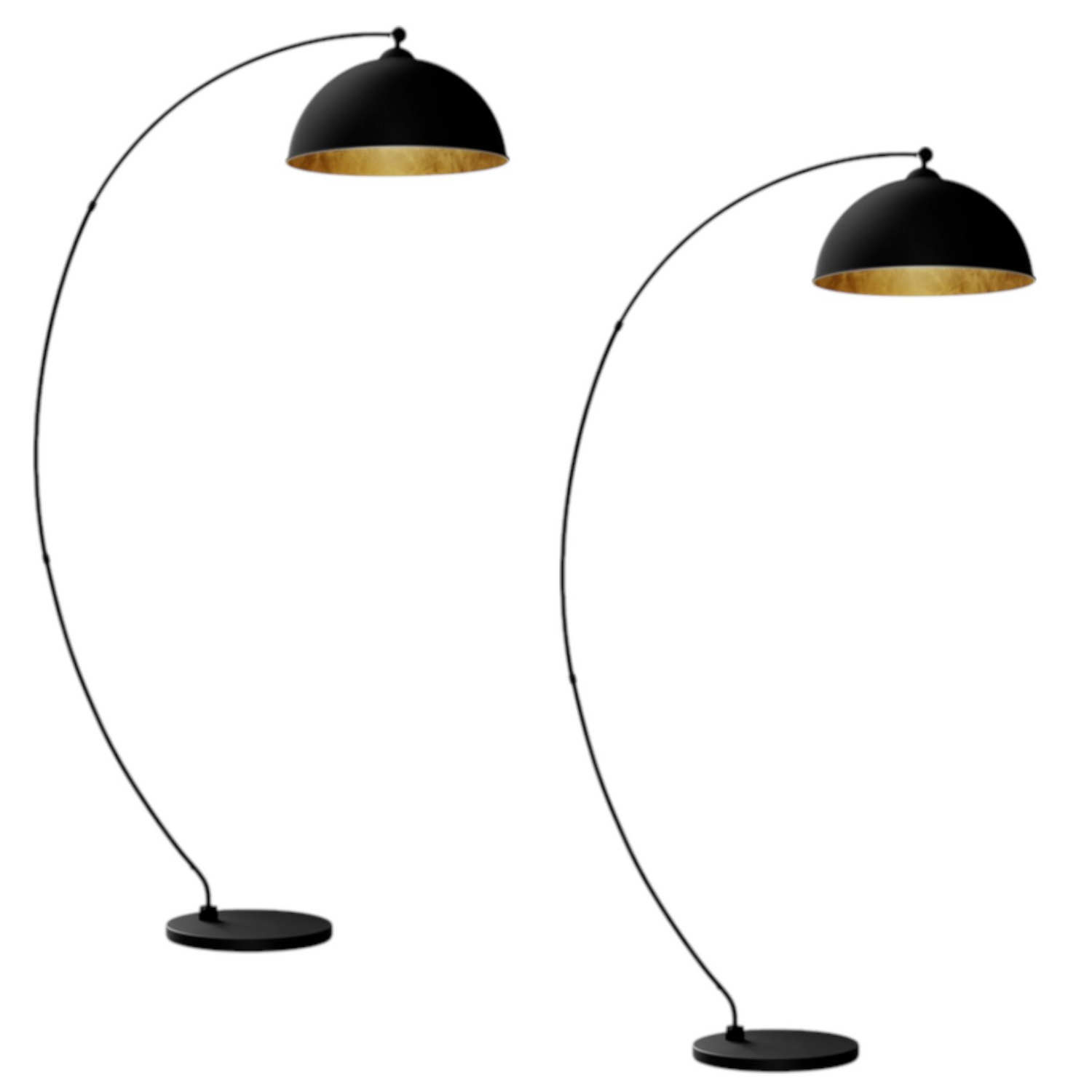 Lindby Gebogene Stehleuchte Jonera Schwarz Gold Standleuchte Stehlampe 2 Stück B-Ware - 4251096529845
