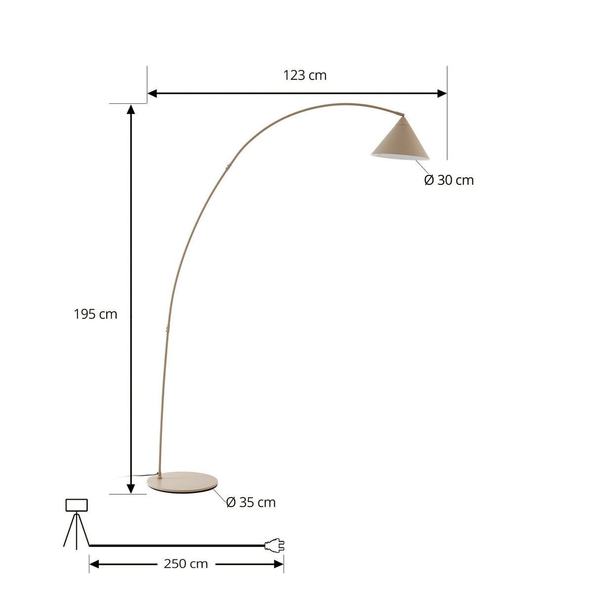 Lindby Bogenlampe Stehlampe Triangolo Metall beige E27 Schalter - 4255830902697