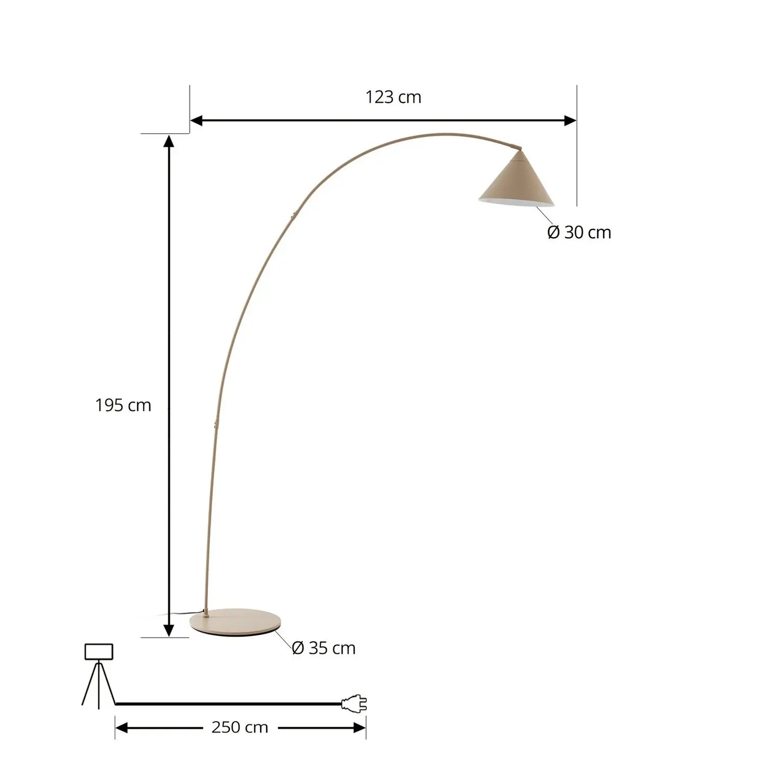 B-Ware Lindby Bogenlampe Stehlampe Triangolo Metall Beige E27 Schalter - 4255830902697