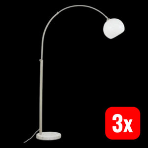 B-Ware Lindby Bogenleuchte Stehlampe Alverton Weiß Nickel Glas 197 Cm Leuchte 3 Stück