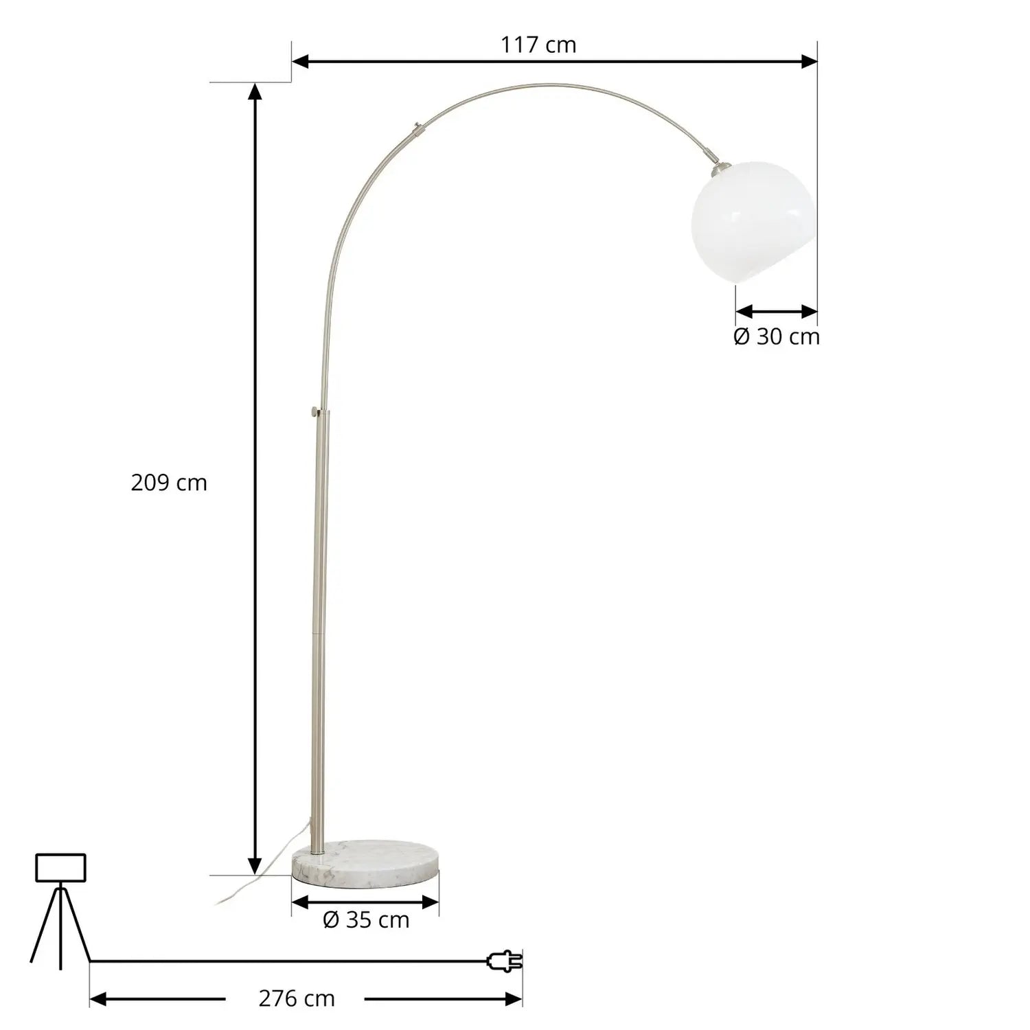 B-Ware Lindby Bogenleuchte Stehlampe Alverton Weiß Nickel Glas 197 Cm Leuchte 3 Stück - 4255830904271