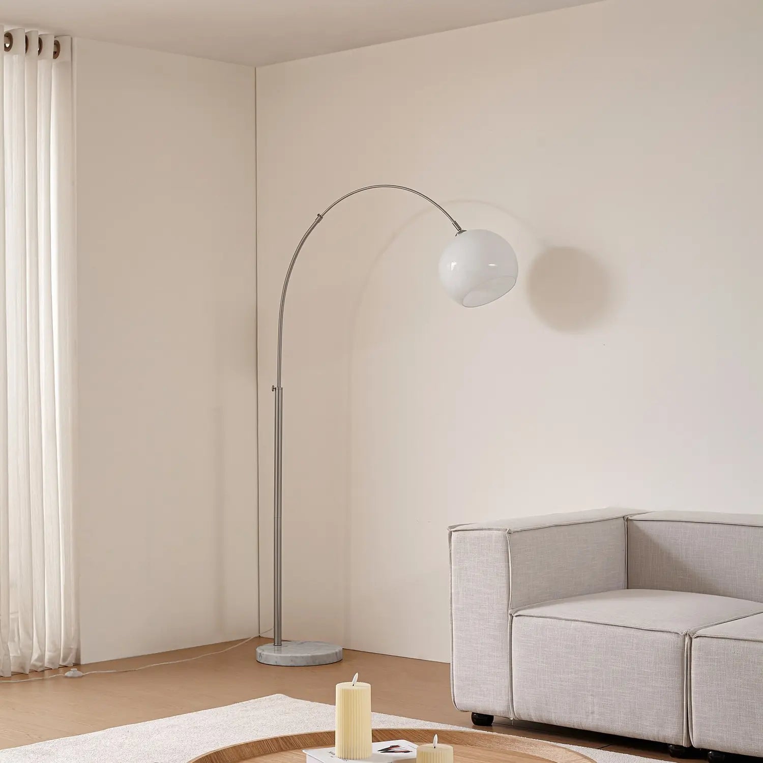 B-Ware Lindby Bogenleuchte Stehlampe Alverton Weiß Nickel Glas 197 Cm Leuchte 3 Stück - 4255830904271