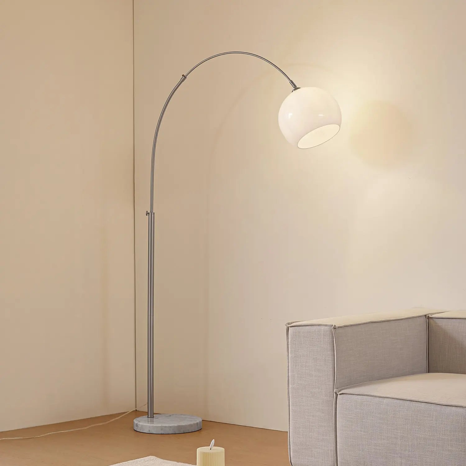 B-Ware Lindby Bogenleuchte Stehlampe Alverton Weiß Nickel Glas 197 Cm Leuchte 3 Stück - 4255830904271