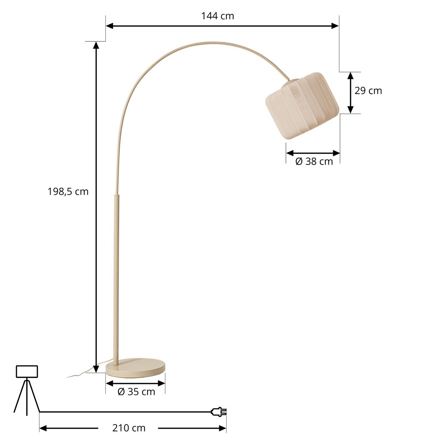 B-Ware Lindby Bogenleuchte Stehlampe Helin Beige Textil Höhe 198,5 Cm Leuchte 2 Stück - 4255830904325