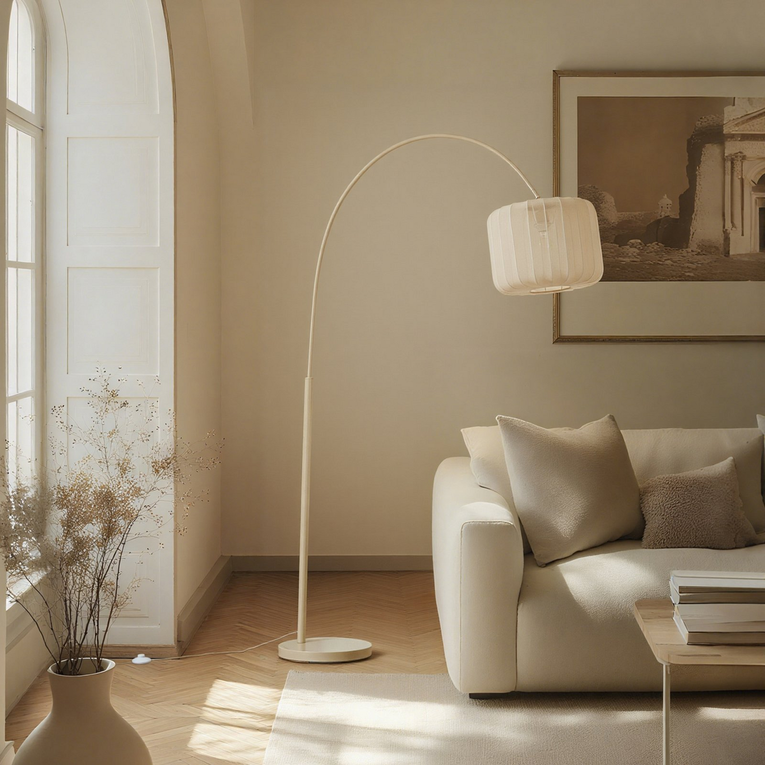 B-Ware Lindby Bogenleuchte Stehlampe Helin Beige Textil Höhe 198,5 Cm Leuchte 2 Stück - 4255830904325