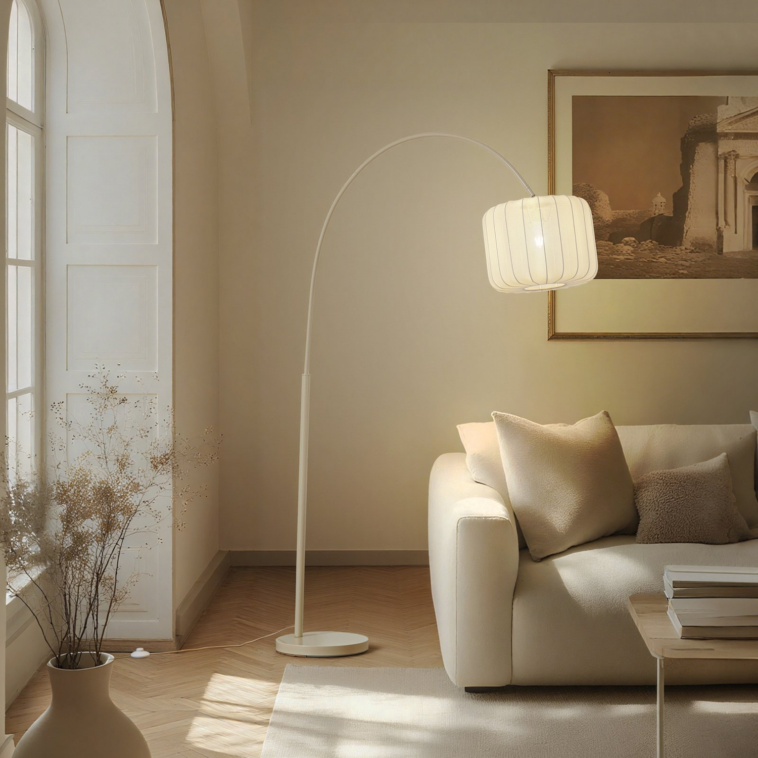 B-Ware Lindby Bogenleuchte Stehlampe Helin Beige Textil Höhe 198,5 Cm Leuchte 2 Stück - 4255830904325