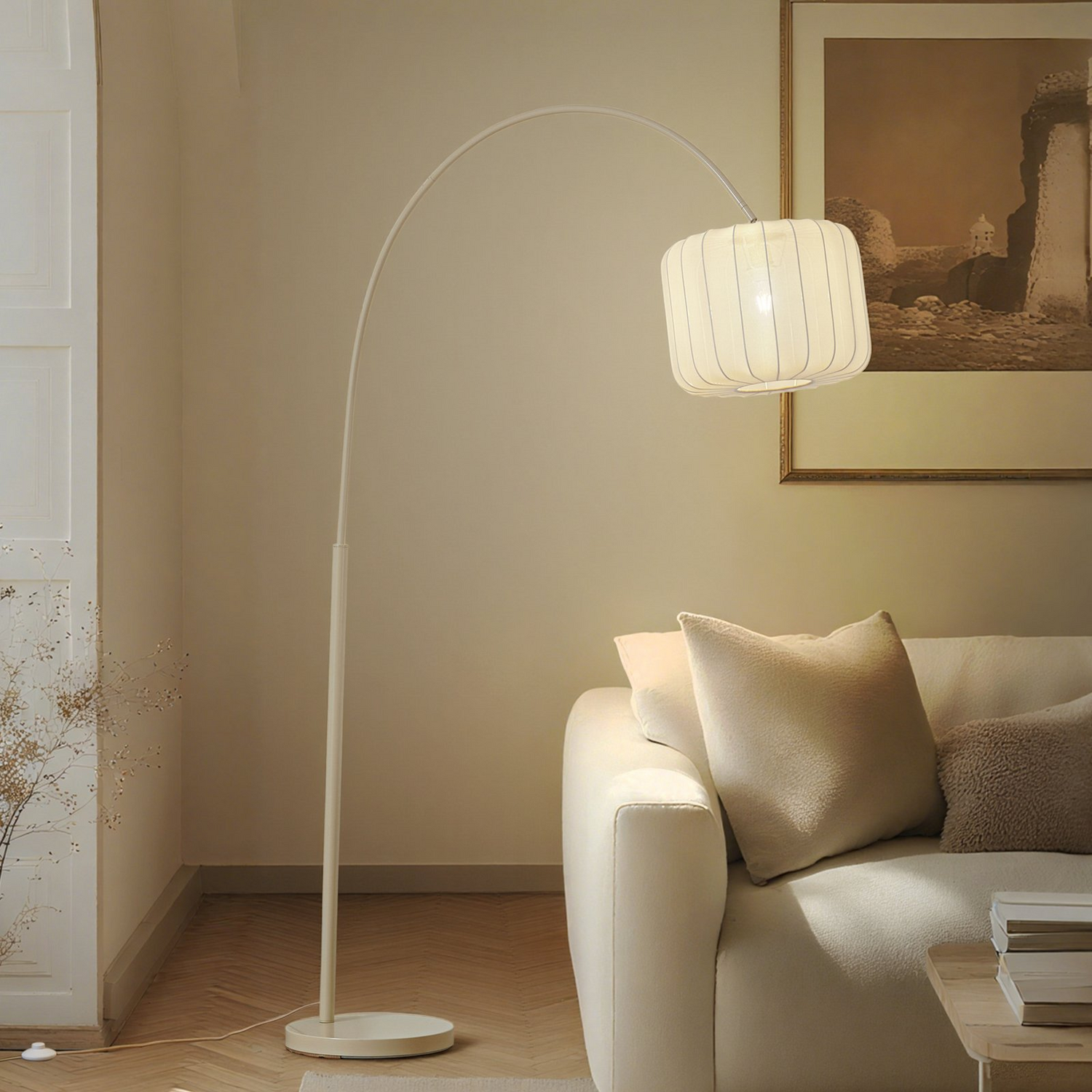 B-Ware Lindby Bogenleuchte Stehlampe Helin Beige Textil Höhe 198,5 Cm Leuchte 2 Stück - 4255830904325