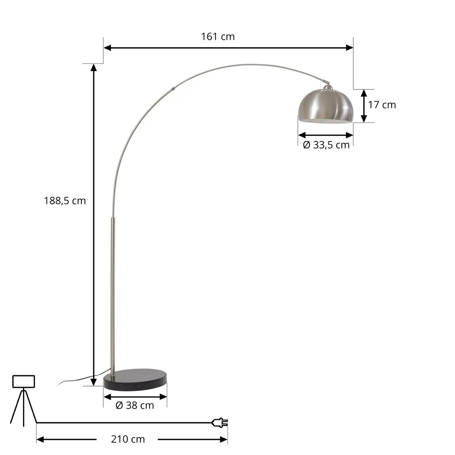 B-Ware Lindby Bogenleuchte Bogenlampe Stehlampe Hernando Nickel Stahl Höhe 188 Cm - 4255830904332