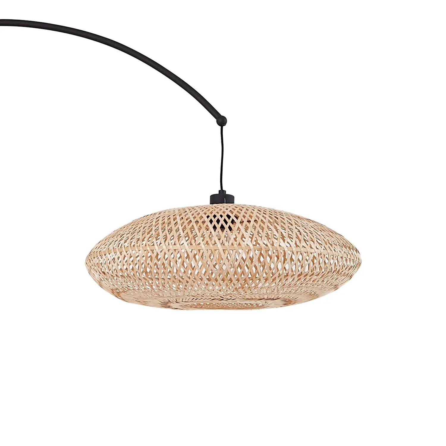 B-Ware Lindby Bogenleuchte Solvian Schwarz/Natur Bambus Metall Lampe Leuchte Spot - 4255830904288