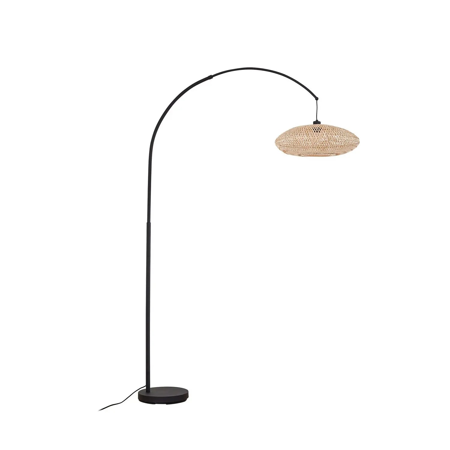 B-Ware Lindby Bogenleuchte Solvian Schwarz/Natur Bambus Metall Lampe Leuchte Spot - 4255830904288