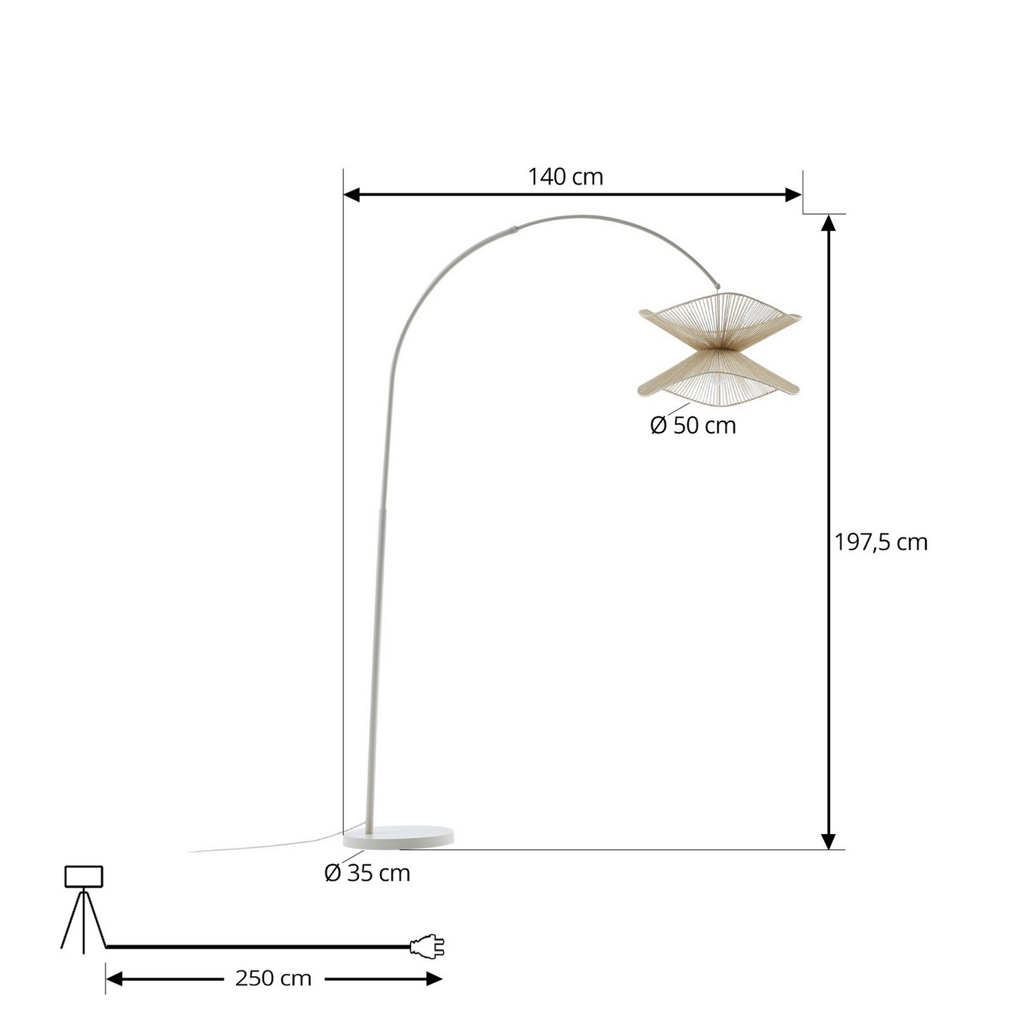 B-Ware Lindby Bogenleuchte Stehlampe Valdorin Beige Papier 195 Cm Ip20 Lampe 3 Stück - 4251911797015