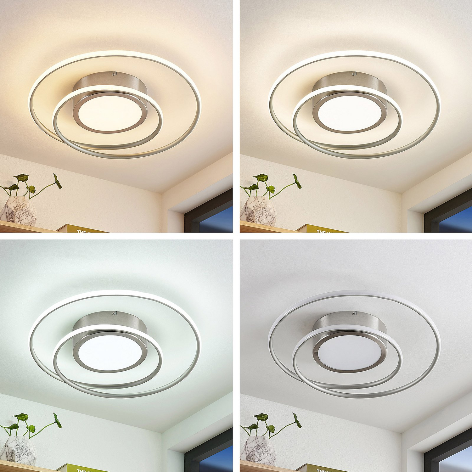 B-Ware Lindby Deckenlampe Deckenleuchte Led Bovia Fernbedienung Dimmbar Nickel Cct857