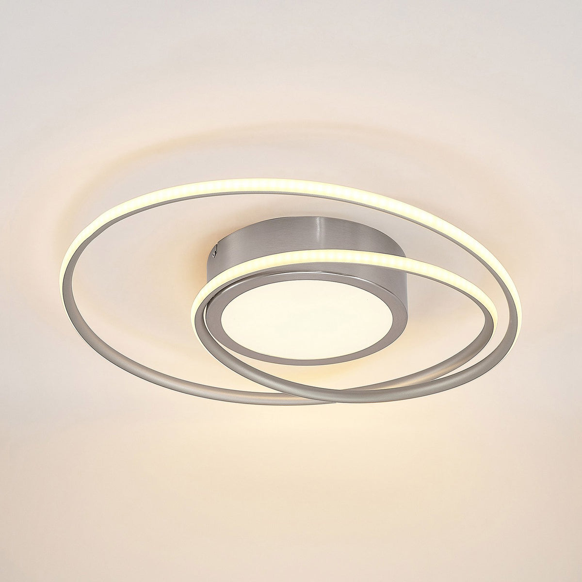 Lindby Deckenlampe Deckenleuchte LED Bovia Fernbedienung dimmbar Nickel CCT857 - 4251911726367