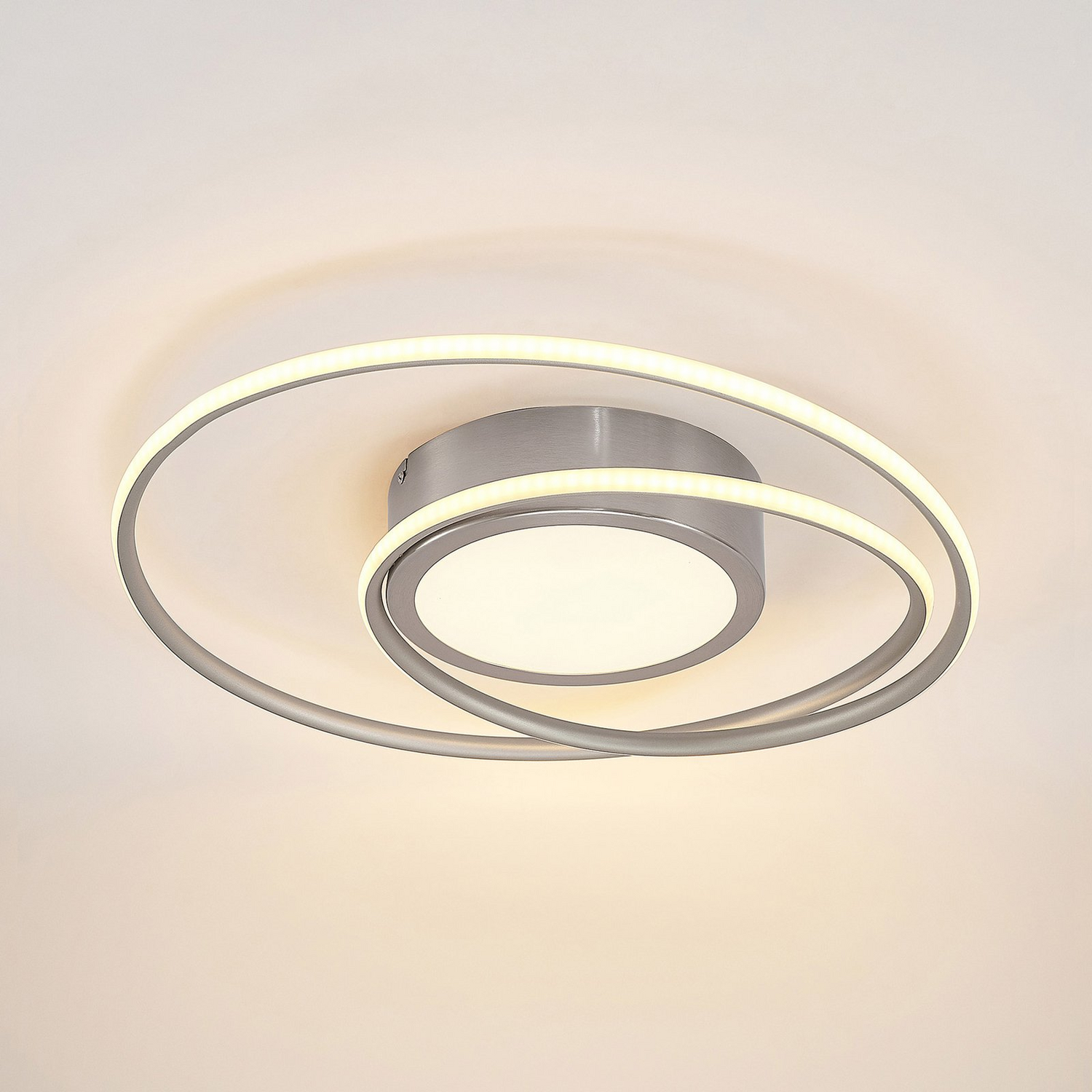 B-Ware Lindby Deckenlampe Deckenleuchte Led Bovia Fernbedienung Dimmbar Nickel Cct857