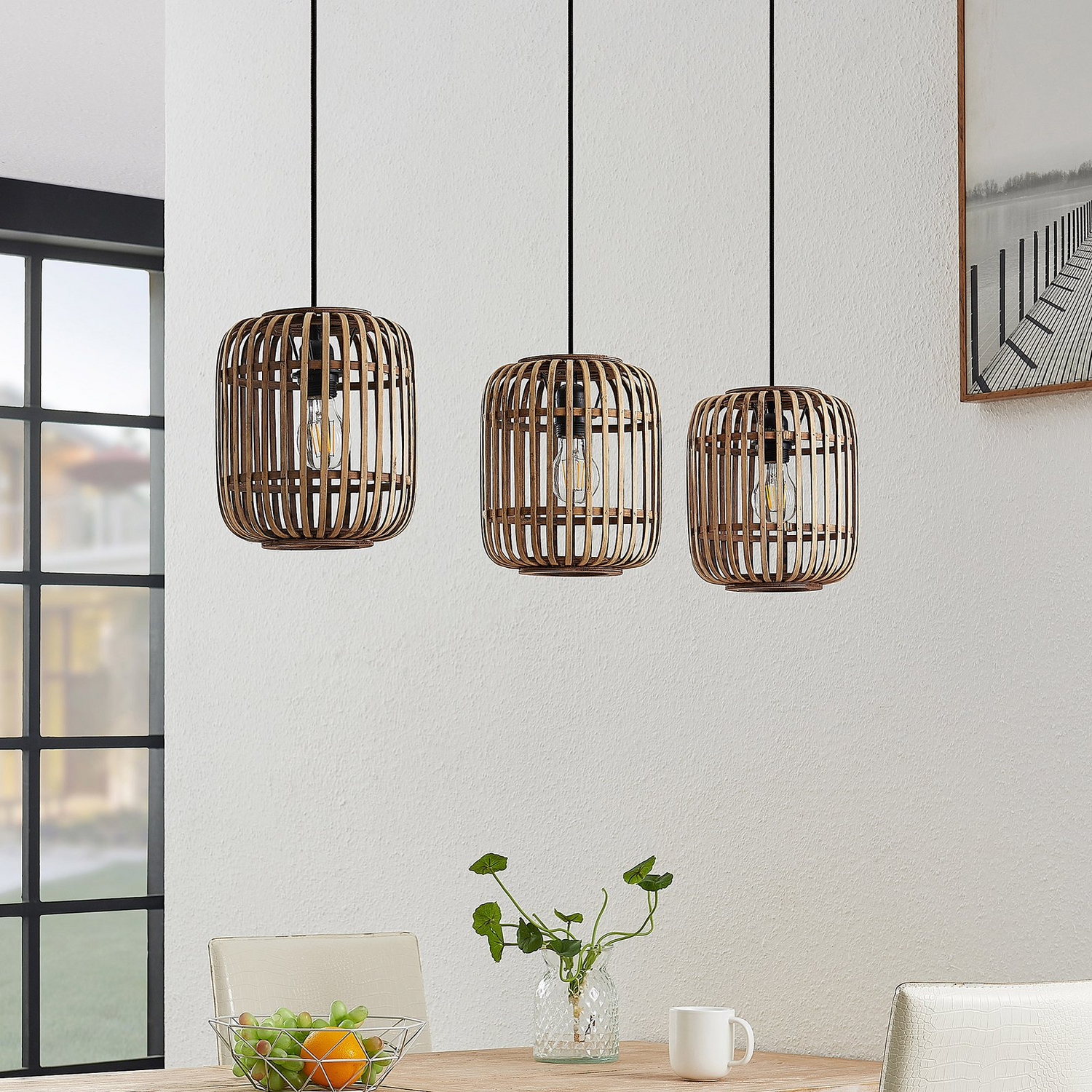 Suspension Lindby Canyana de qualité B, à trois lumières, E27, Na524