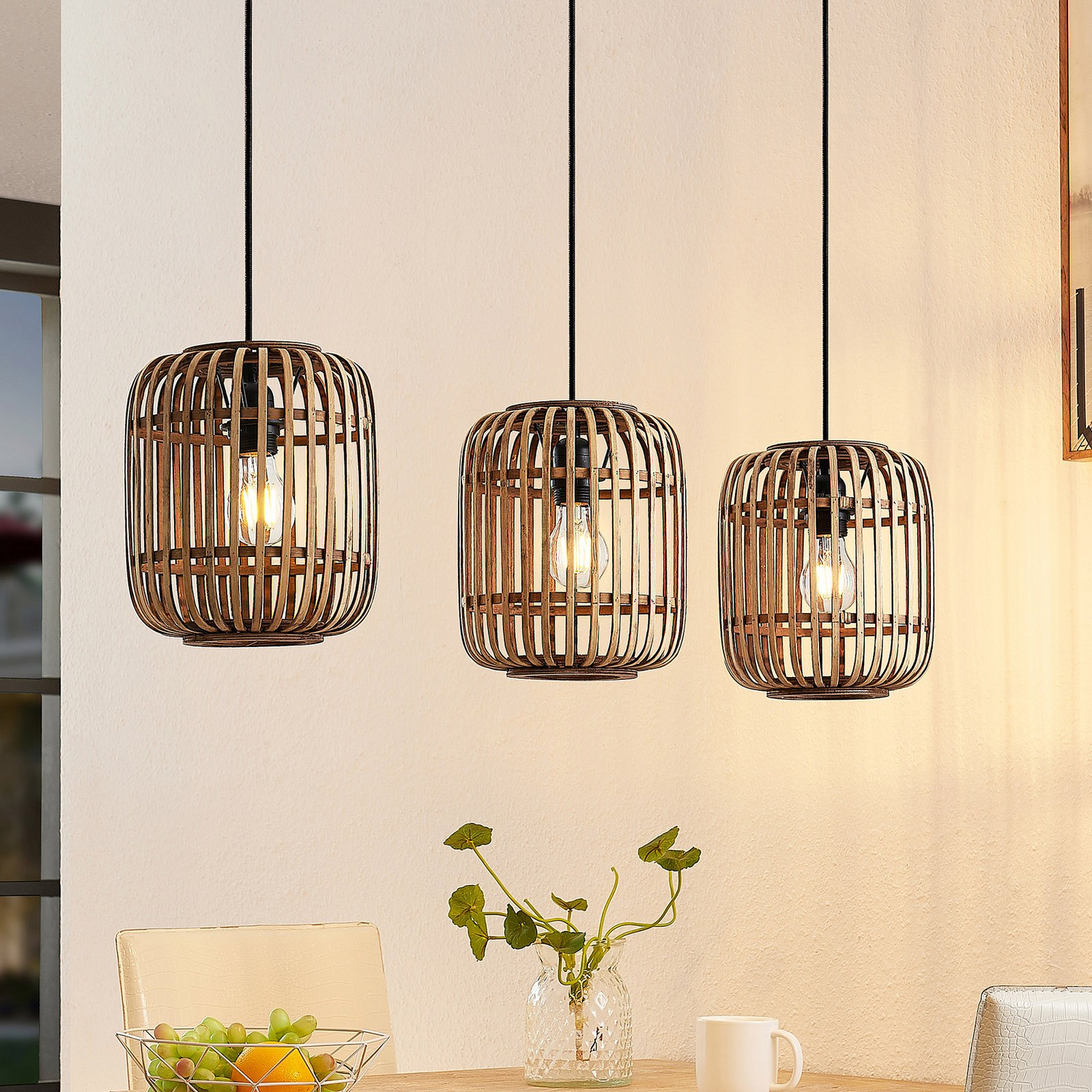 Suspension Lindby Canyana de qualité B, à trois lumières, E27, Na524