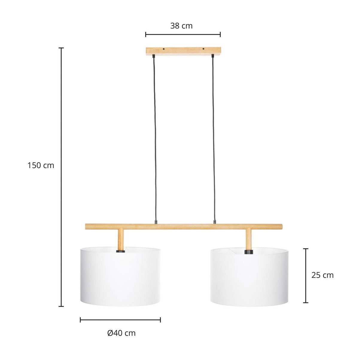 Lindby Chava Hängeleuchte Deckenlampe Lampe Leuchte zweiflammig E27 weiß holz895 - 4251911720105