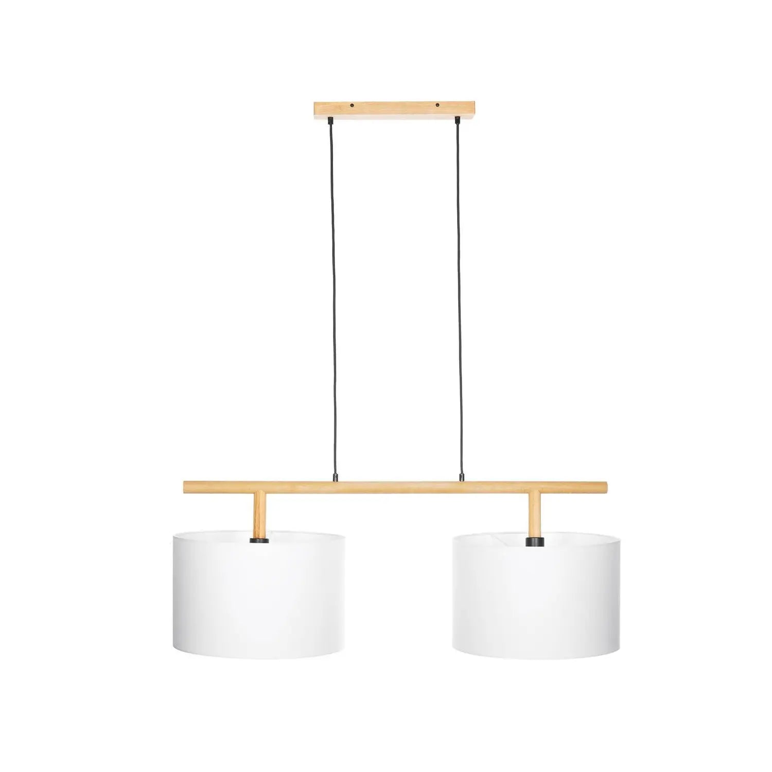 Suspension Lindby Chava de qualité B, plafonnier, luminaire, deux lumières, E27, blanc, bois, 895