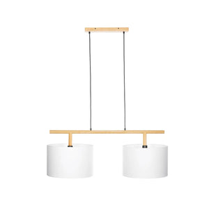 Suspension Lindby Chava de qualité B, plafonnier, luminaire, deux lumières, E27, blanc, bois, 895