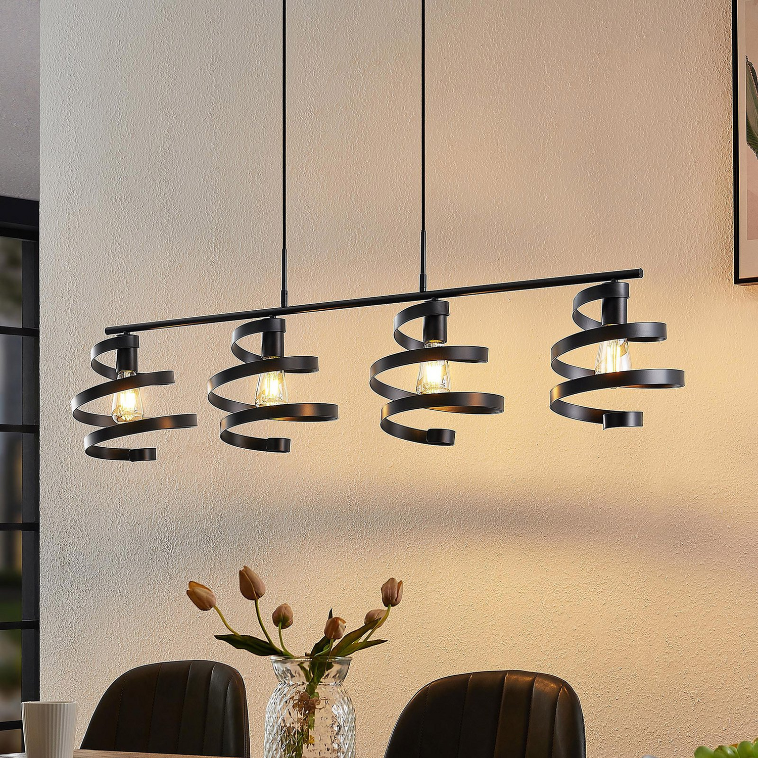 Lindby Colten Hängeleuchte Pendelleuchte Deckenlampe Lampe 4 Flammig Schwarz92 B-Ware - 4251911730951