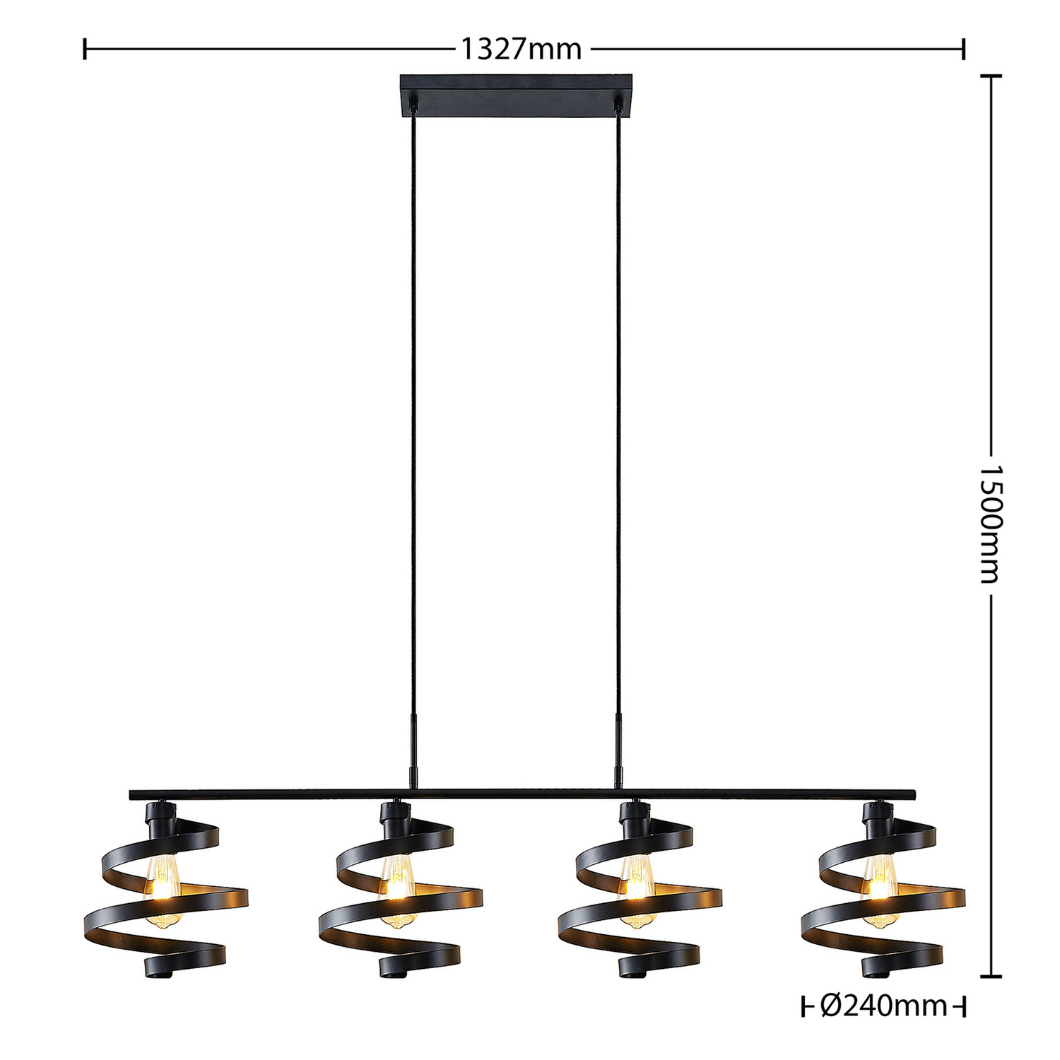 Lindby Colten Hängeleuchte Pendelleuchte Deckenlampe Lampe 4 Flammig Schwarz92 B-Ware - 4251911730951