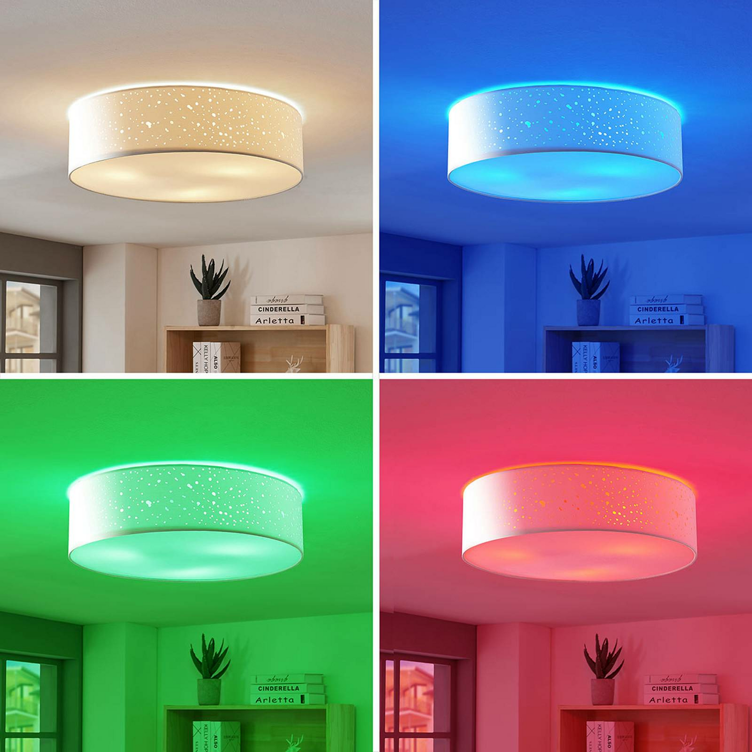 B-Ware Lindby Deckenlampe Deckenleuchte Alwine Led Weiß Stoff Metall Wlan Dimmbar Direk - 4251096553604