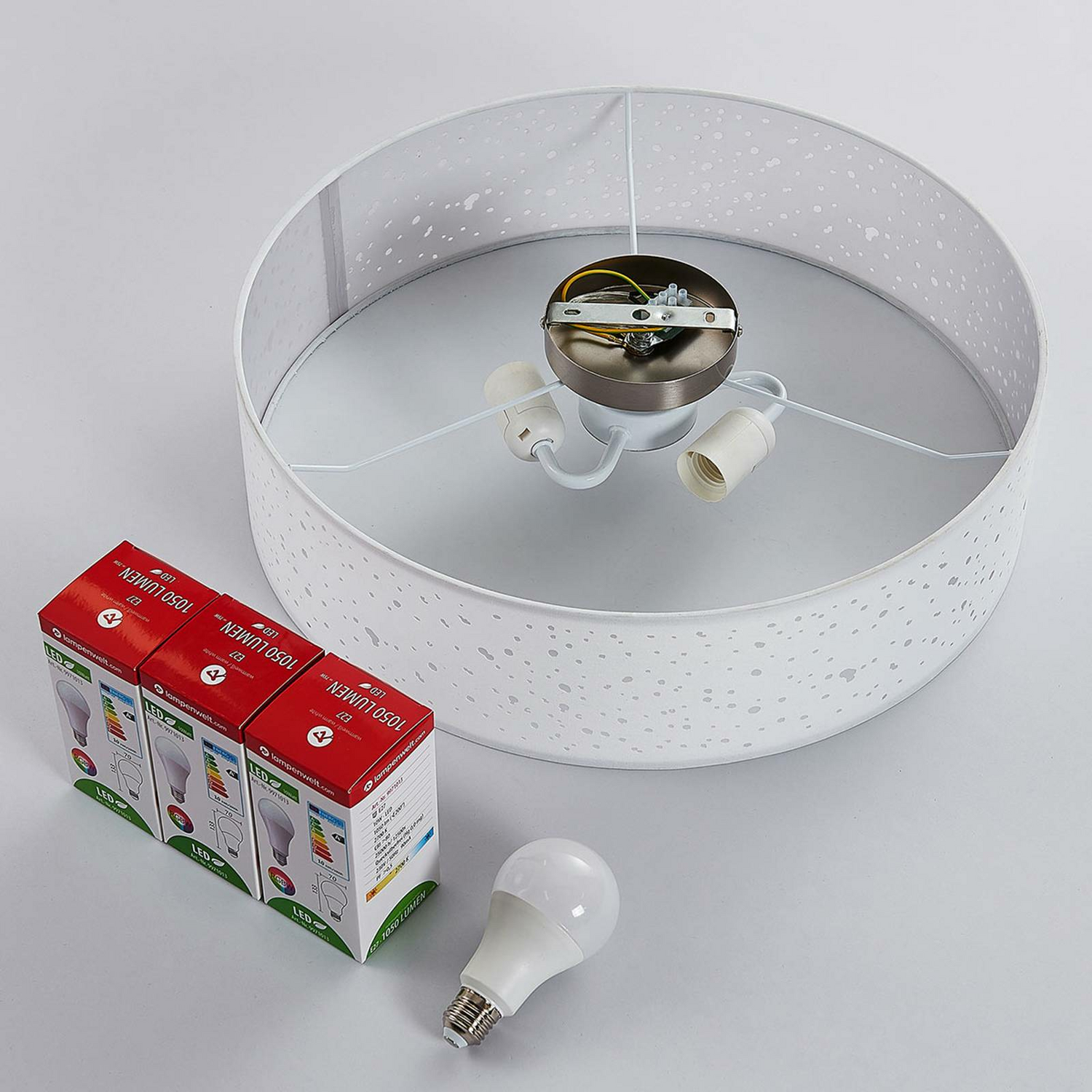 B-Ware Lindby Deckenlampe Deckenleuchte Alwine Led Weiß Stoff Metall Wlan Dimmbar Direk - 4251096553604