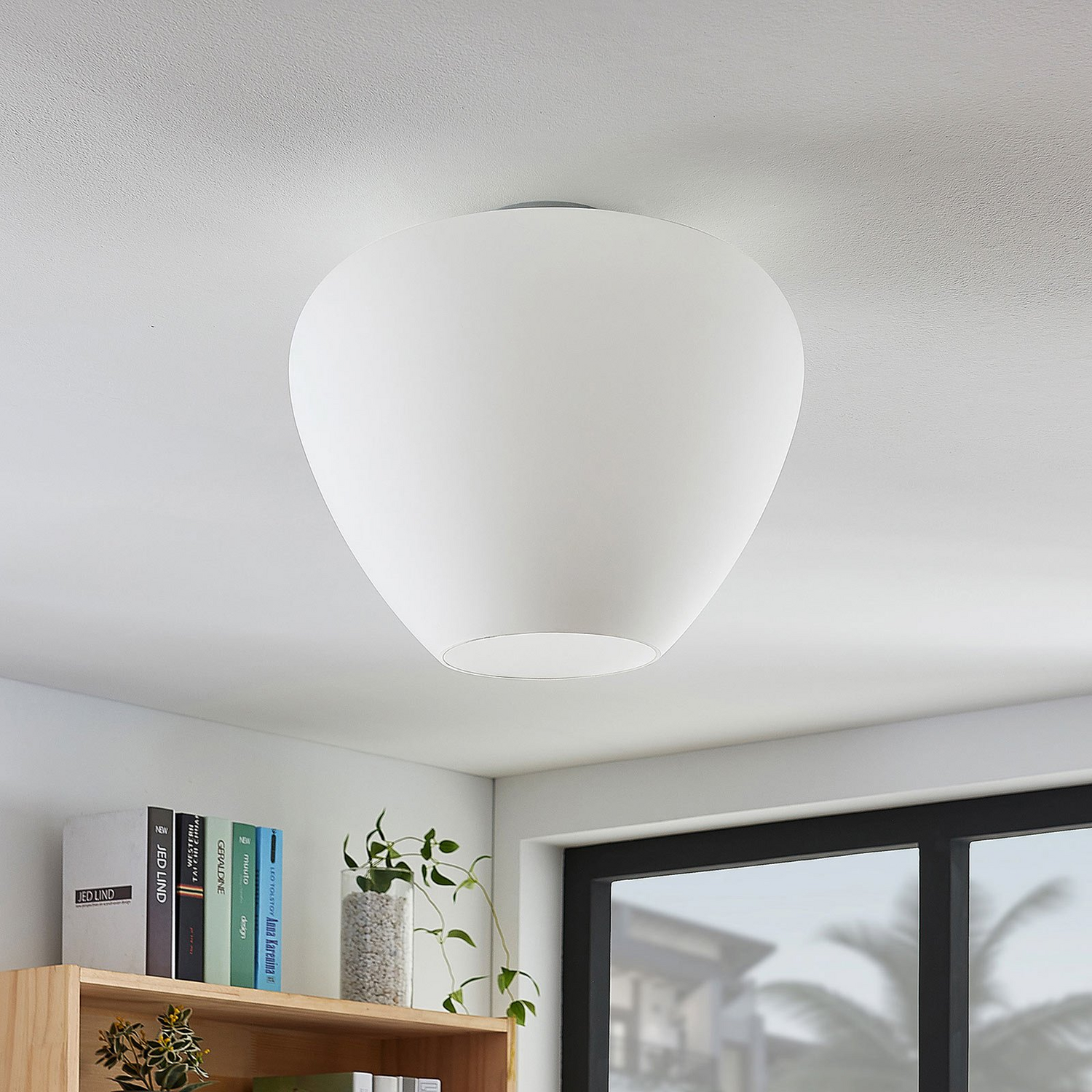 B-Ware Lindby Glas Deckenlampe Bibiane Deckenlampe Deckenlicht Leuchte Lampe Opalweiß