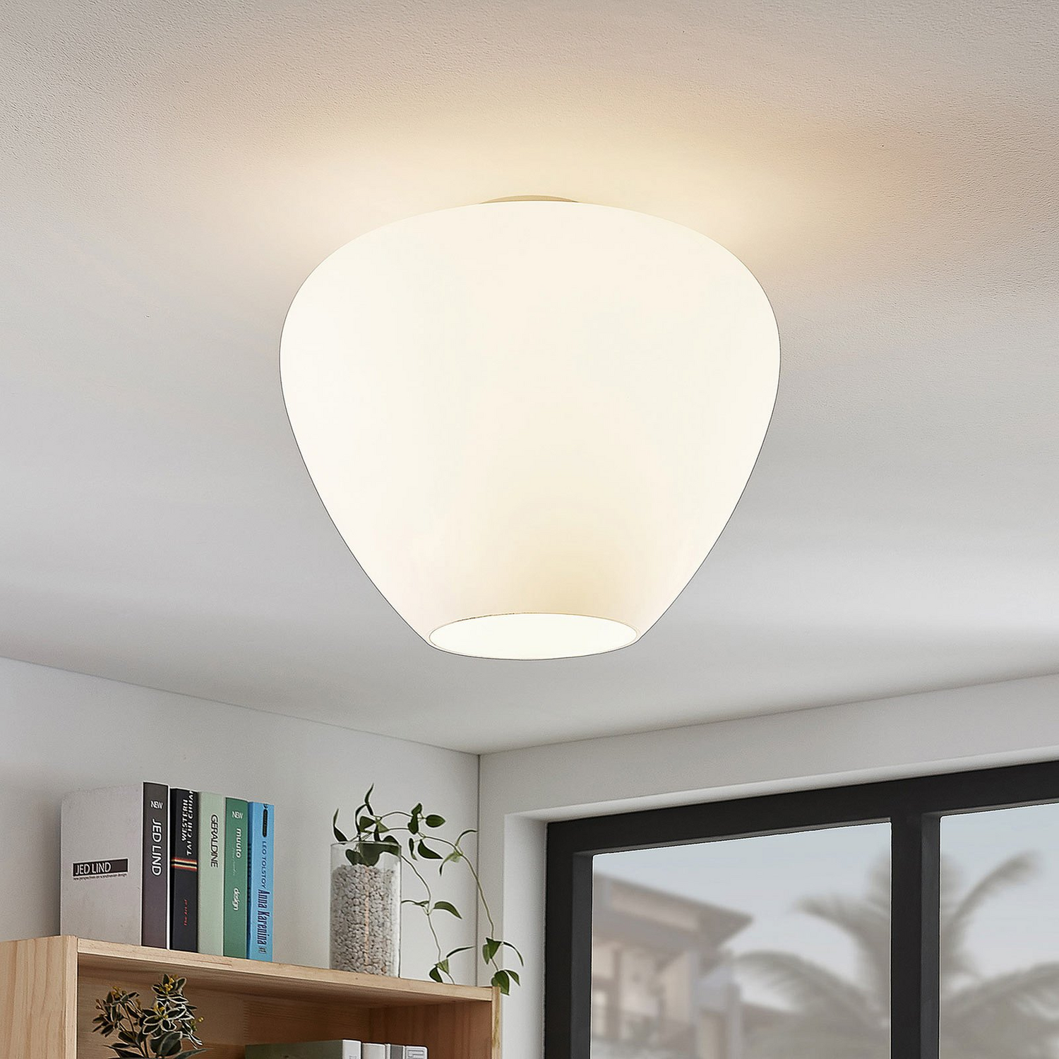 B-Ware Lindby Glas Deckenlampe Bibiane Deckenlampe Deckenlicht Leuchte Lampe Opalweiß