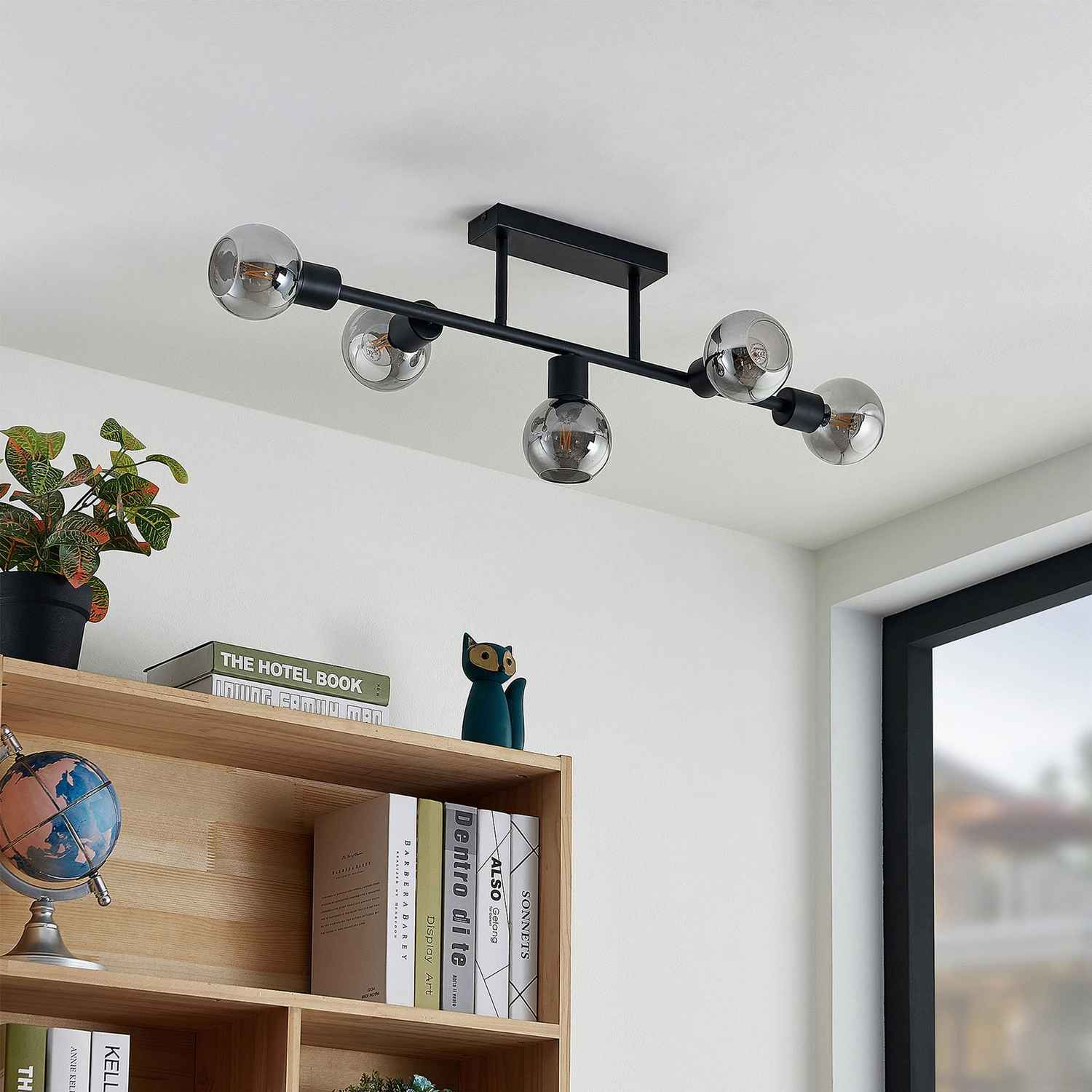 B-Ware Lindby Deckenlampe Deckenleuchte Biscala Schwarz Glas Kugel Wohnzimmer Flur754 - 4251911719987