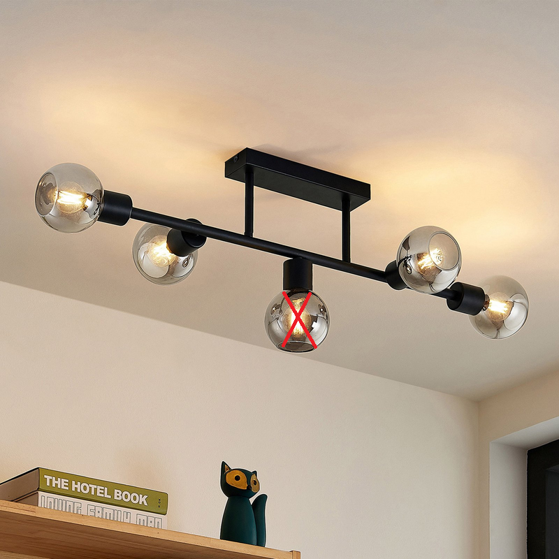 Lindby Deckenlampe Deckenleuchte Biscala schwarz Glas Kugel Wohnzimmer Flur - 4251911719987