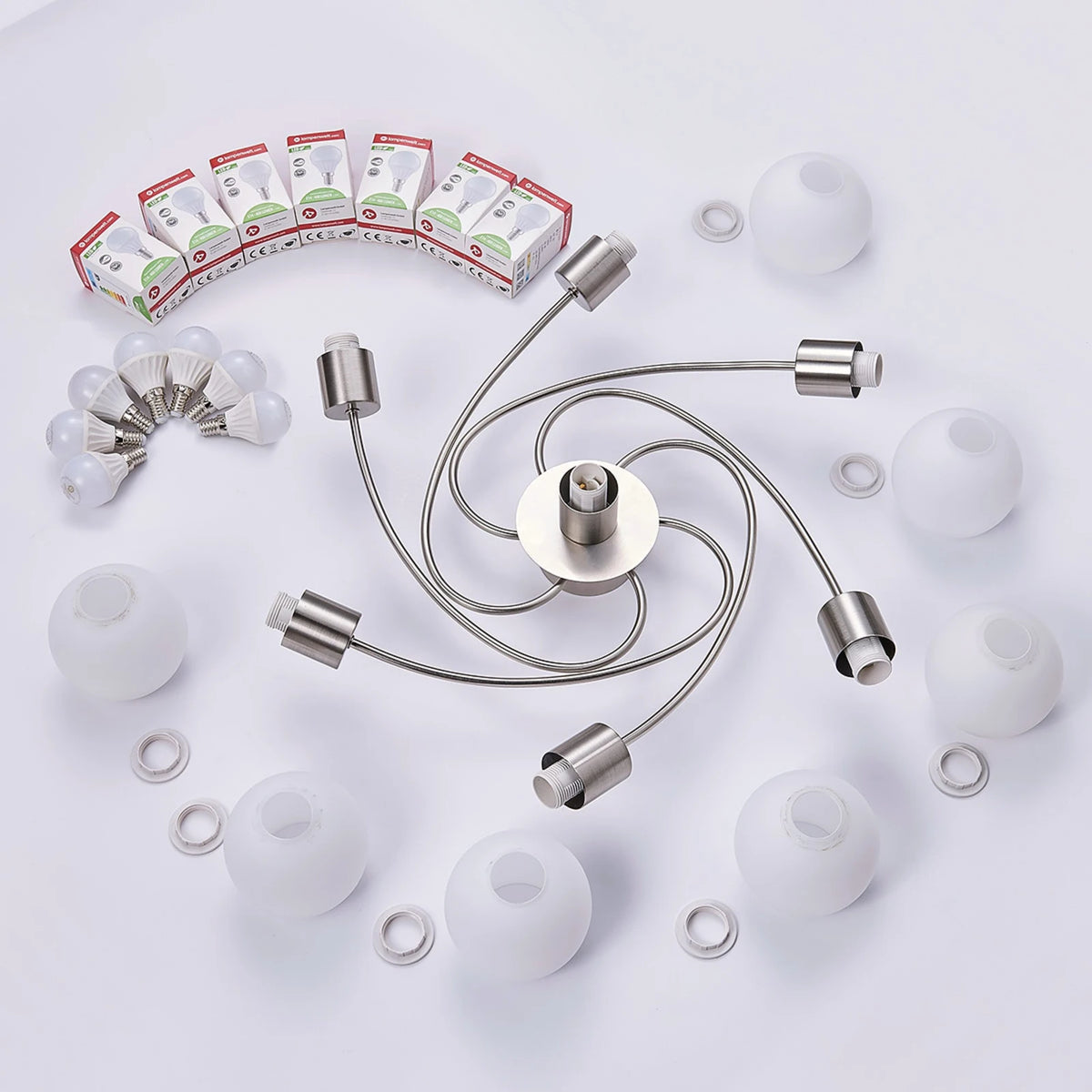 Lindby Deckenlampe Leuchte Ciala 7-flammig nickelfarben Glas E14 - 9621010