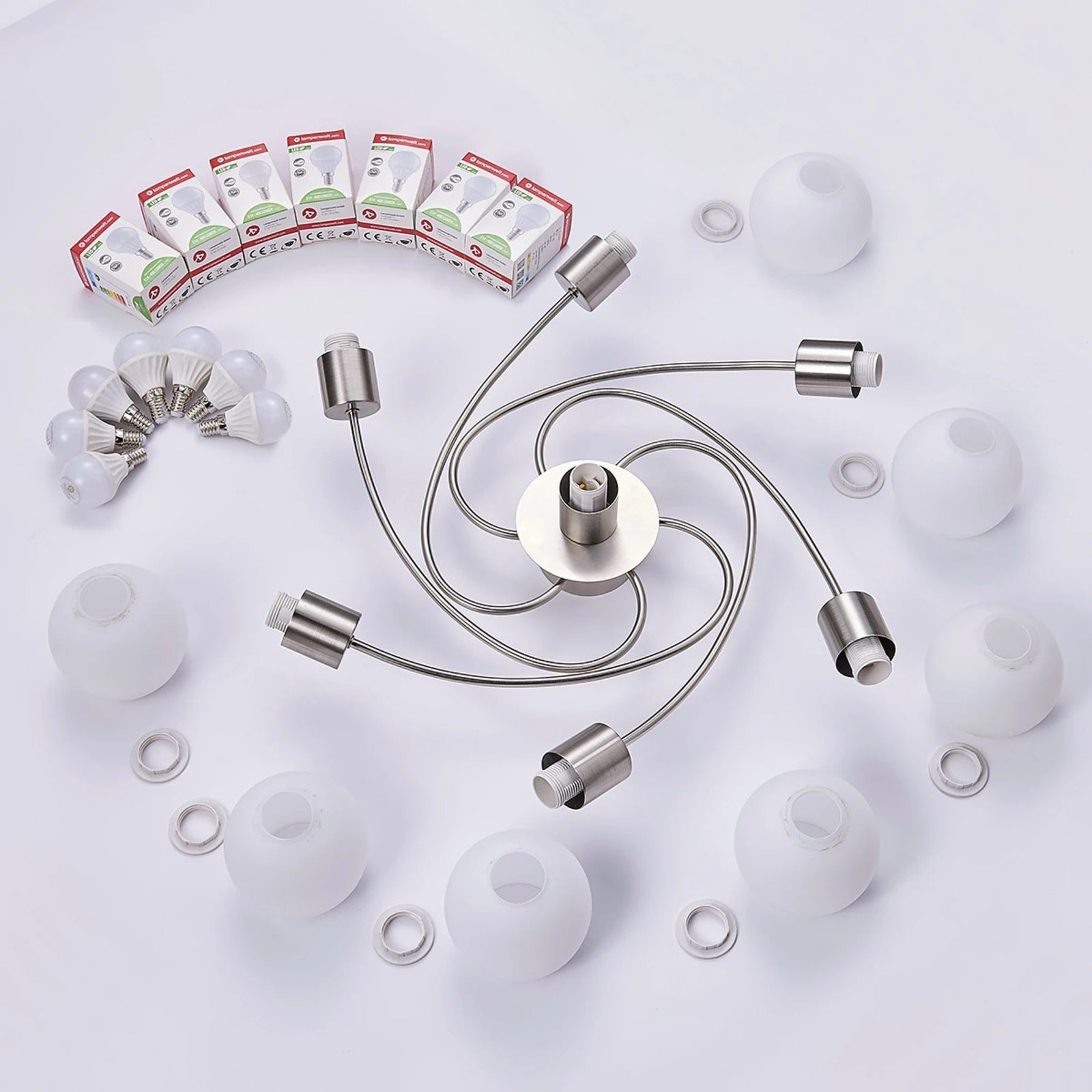 Lindby Deckenlampe Leuchte Ciala 7-flammig nickelfarben Glas E14 - 9621010