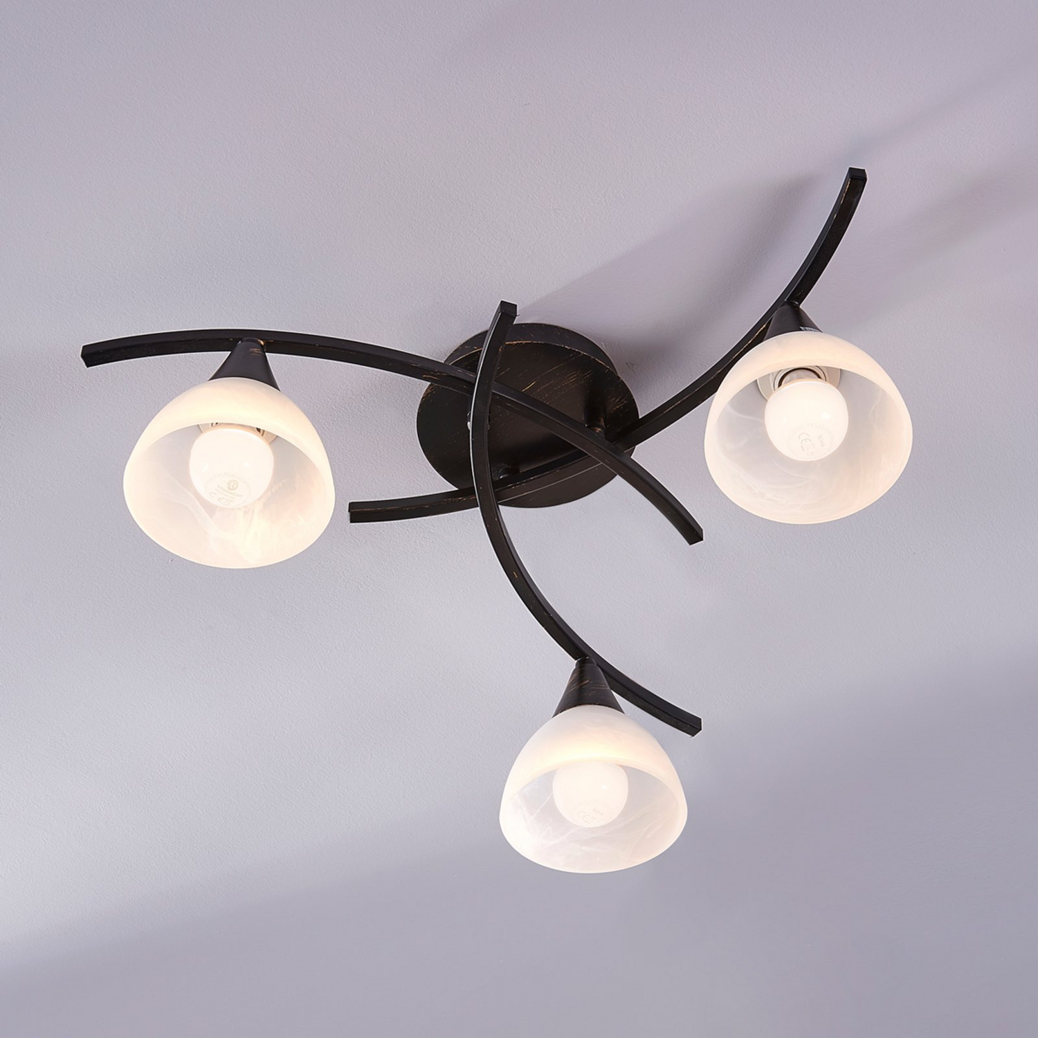 Lindby Deckenlampe Della Hängeleuchte Lampe Leuchte Dreiflammig E14 Schwarz Gold B-Ware - 4251096521948