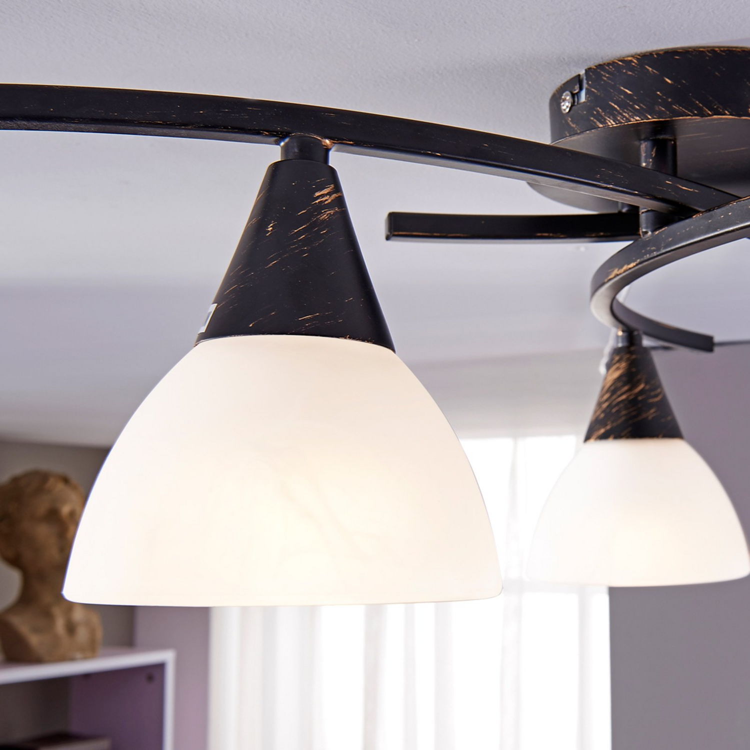 Lindby Deckenlampe Della Hängeleuchte Lampe Leuchte Dreiflammig E14 Schwarz Gold B-Ware - 4251096521948