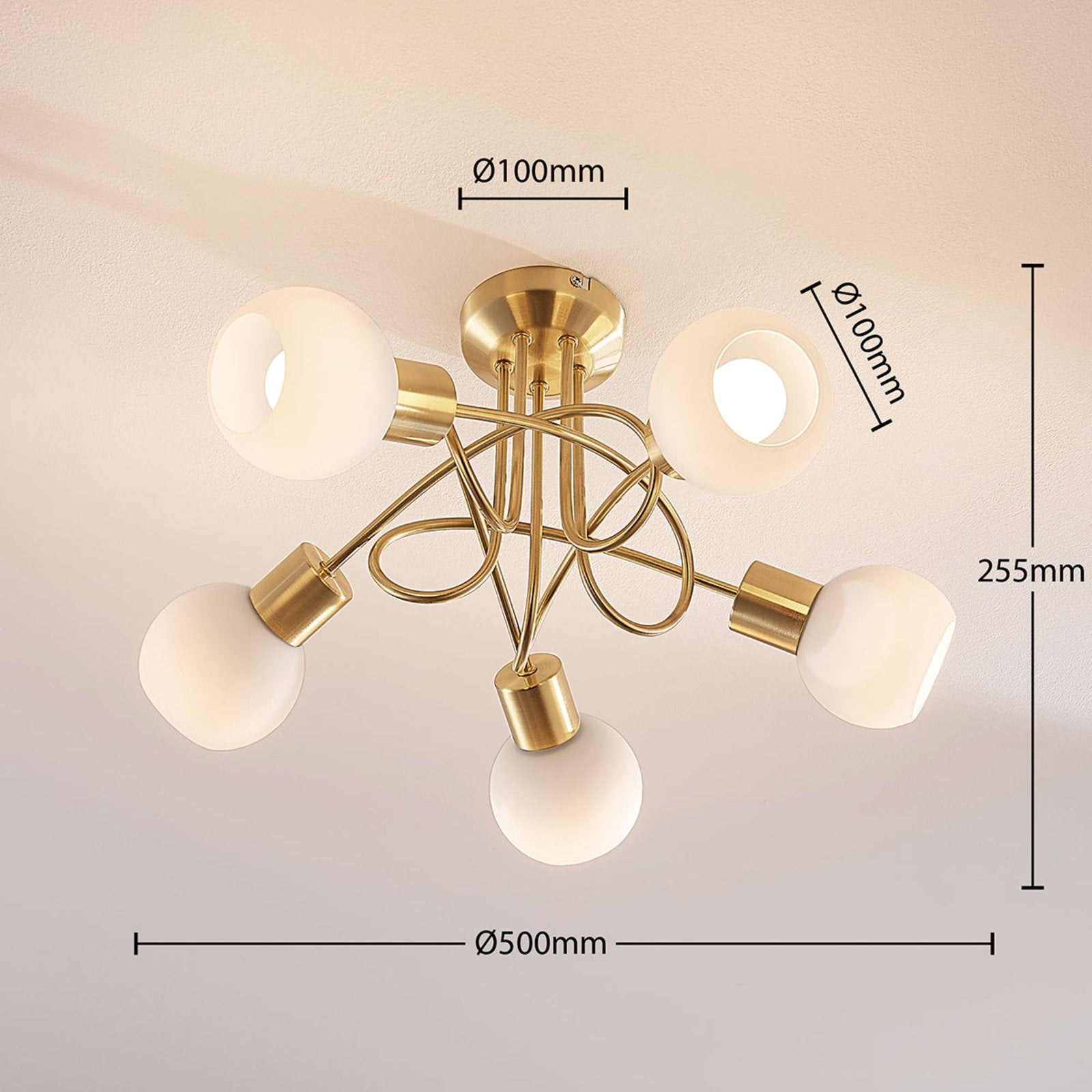 Lindby Deckenlampe Deckenlampe Lampe Leuchte Elaina 5-fl, messing mit Abstand380 - 4251096542103